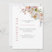 エレガントなピンクの花のバー フラワーブライダルシャワー 招待状 (正面)