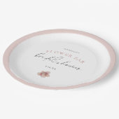 エレガントなピンクの花のバー ブライダルシャワー ペーパープレート (アングル)