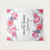 エレガントなピンクの花のブライダルシャワーの写真用背景 タペストリー (正面(横))