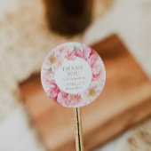 エレガントなピンクの花のブライダルシャワー感謝メッセージ ラウンドシール