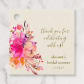 エレガントなピンクの花のブライダルシャワー カスタム サンクス フェイバータグ (正面)