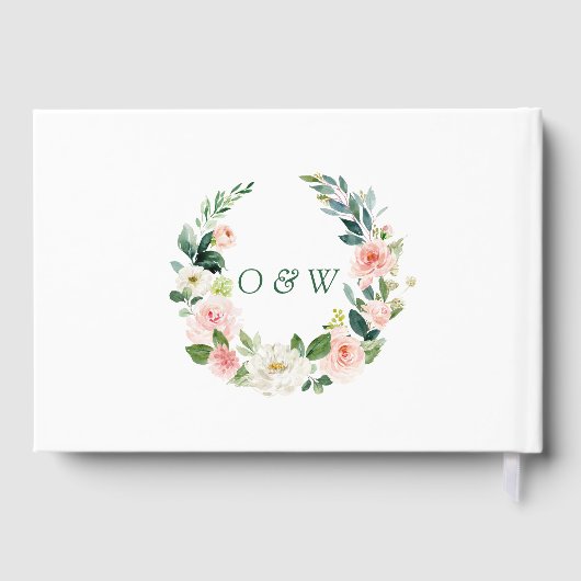 エレガントなピンクの花のブライダルシャワー ゲストブック (裏面)