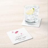 エレガントなピンクの花のブライダルシャワー スクエアペーパーコースター (インサイチュ)