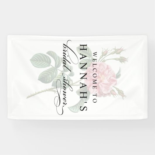 エレガントなピンクの花のブライダルシャワー 横断幕 (横)