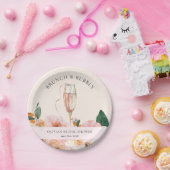 エレガントなピンクの花のブロンチ & バブル ブライズシャワー ペーパープレート (パーティー)