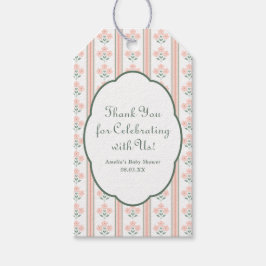 エレガントなピンクの花のベイビーシャワー感謝祭 ギフトタグ