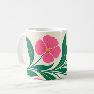 エレガントなピンクの花のボタニカルアレンジメント コーヒーマグカップ