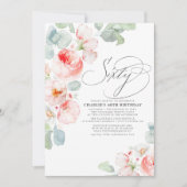 エレガントなピンクの花のボヘミアンスタイル 60歳の誕生日 招待状 (正面)