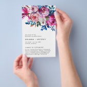 エレガントなピンクの花のモダンな予算結婚式プログラム チラシ (ハンドル)
