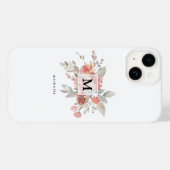 エレガントなピンクの花のモノグラム Case-Mate iPhoneケース (裏面 (横))