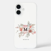 エレガントなピンクの花のモノグラム Case-Mate iPhoneケース (裏面)