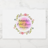 エレガントなピンクの花のリース ブライダルシャワー スパークリングワインラベル (シングルラベル)