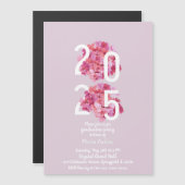 エレガントなピンクの花の卒業式招待状 マグネット招待状 (正面/裏面)