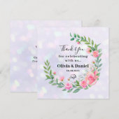 エレガントなピンクの花の感謝カード サンキューカード (正面/裏面)