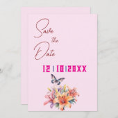 エレガントなピンクの花の感謝カード サンキューカード (正面/裏面)