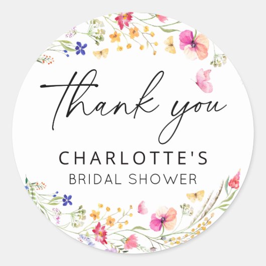 エレガントなピンクの花の感謝祭のウェディングシャワー ラウンドシール (正面)