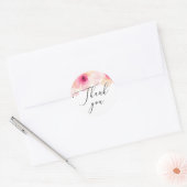 エレガントなピンクの花の手書きウェディングサンクスユー ラウンドシール (封筒)