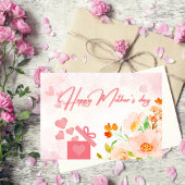 エレガントなピンクの花の母の日グリーティングカード サンキューカード