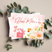 エレガントなピンクの花の母の日グリーティングカード サンキューカード