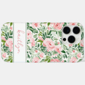 エレガントなピンクの花の水彩パーソナライズデザイン Case-Mate iPhoneケース (裏面 (横))