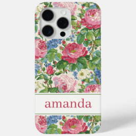 エレガントなピンクの花の水彩パーソナライズデザイン iPhone 15 PRO MAXケース