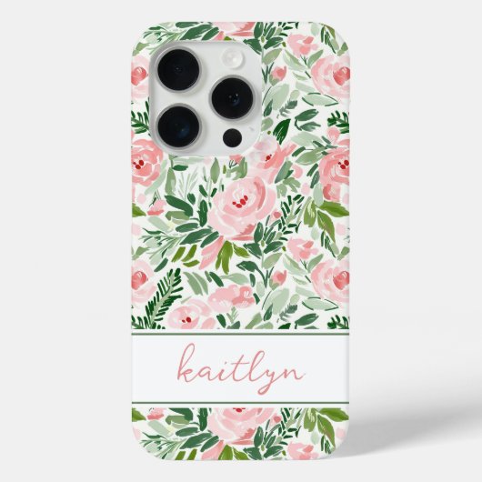 エレガントなピンクの花の水彩パーソナライズデザイン Case-Mate iPhoneケース (裏面)