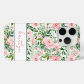 エレガントなピンクの花の水彩パーソナライズデザイン Case-Mate iPhoneケース (裏面 (横))