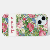 エレガントなピンクの花の水彩パーソナライズデザイン Case-Mate iPhoneケース (裏面 (横))