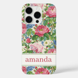 エレガントなピンクの花の水彩パーソナライズデザイン iPhone 16 PROケース