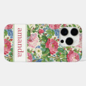 エレガントなピンクの花の水彩パーソナライズデザイン Case-Mate iPhoneケース (裏面 (横))