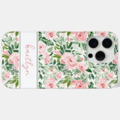 エレガントなピンクの花の水彩パーソナライズデザイン Case-Mate iPhoneケース (裏面 (横))