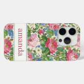 エレガントなピンクの花の水彩パーソナライズデザイン Case-Mate iPhoneケース (裏面 (横))