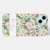エレガントなピンクの花の水彩パーソナライズデザイン Case-Mate iPhoneケース (裏面 (横))