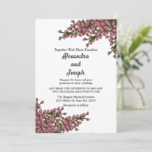 エレガントなピンクの花の水彩ボタニカルウェディング 案内状 (スタンド正面)