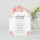 エレガントなピンクの花の水彩画のリハーサルディナー 招待状 (スタンド正面)