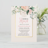 エレガントなピンクの花の水彩画 ブライダルシャワー 招待状 (スタンド正面)