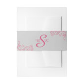 エレガントなピンクの花の渦巻き ベリーバンド 招待状ベリーバンド (正面例)