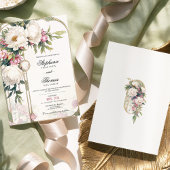 エレガントなピンクの花の結婚式招待状 招待状