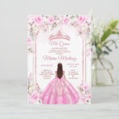 エレガントなピンクの花の蝶のプリンセスのキンセアニエラ 招待状 (スタンド正面)