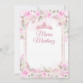 エレガントなピンクの花の蝶のプリンセスのキンセアニエラ 招待状 (裏面)