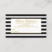 エレガントなピンクの花の金ゴールドフレームのストライプのな紹介 名刺 (裏面)