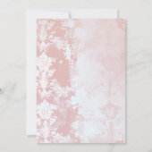 エレガントなピンクの花の高茶 ブライダルシャワー 招待状 (裏面)