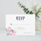 エレガントなピンクの花のRSVP 出欠カード (スタンド正面)