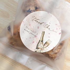 エレガントなピンクの花びら バブリー ブライダルシャワーの感謝 ラウンドシール