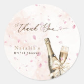 エレガントなピンクの花びら バブル ブライズシャワー サンクス ラウンドシール (正面)