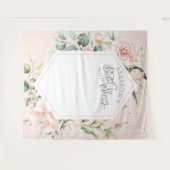 エレガントなピンクの花をあしらった結婚前お披露目パーティーの背景 タペストリー (正面(横))