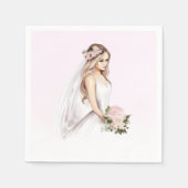 エレガントなピンクの花嫁のシャワーパーティー スタンダードカクテルナプキン (正面)