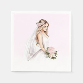 エレガントなピンクの花嫁のシャワーパーティー スタンダードカクテルナプキン
