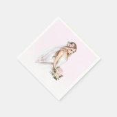 エレガントなピンクの花嫁のシャワーパーティー スタンダードカクテルナプキン (角)