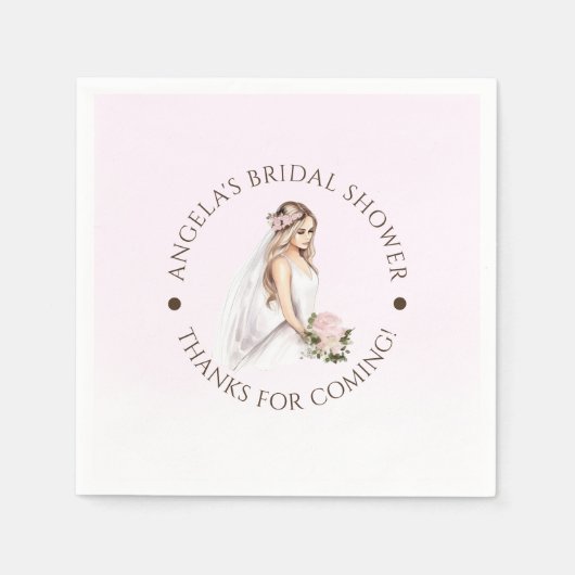 エレガントなピンクの花嫁のシャワーパーティー スタンダードカクテルナプキン (正面)